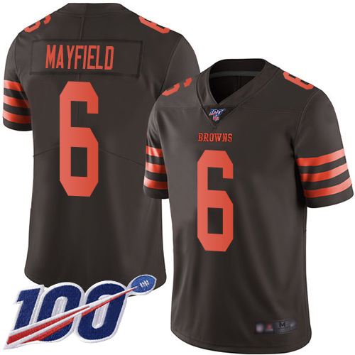 Cleveland Browns Baker Mayfield Men Brown Limited Jersey #6 NFL Football 100th Season Rush Vapor Untouchable->cleveland browns->NFL Jersey